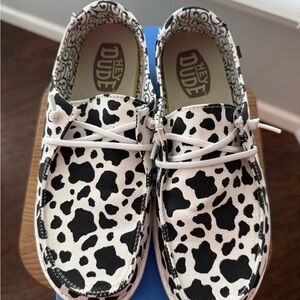 Hey Dude Cow Print Wendy Shoes